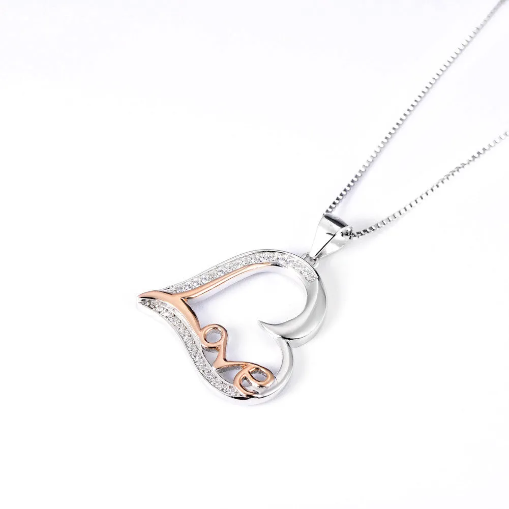 Open Heart and Graffiti Love Pendant Necklace