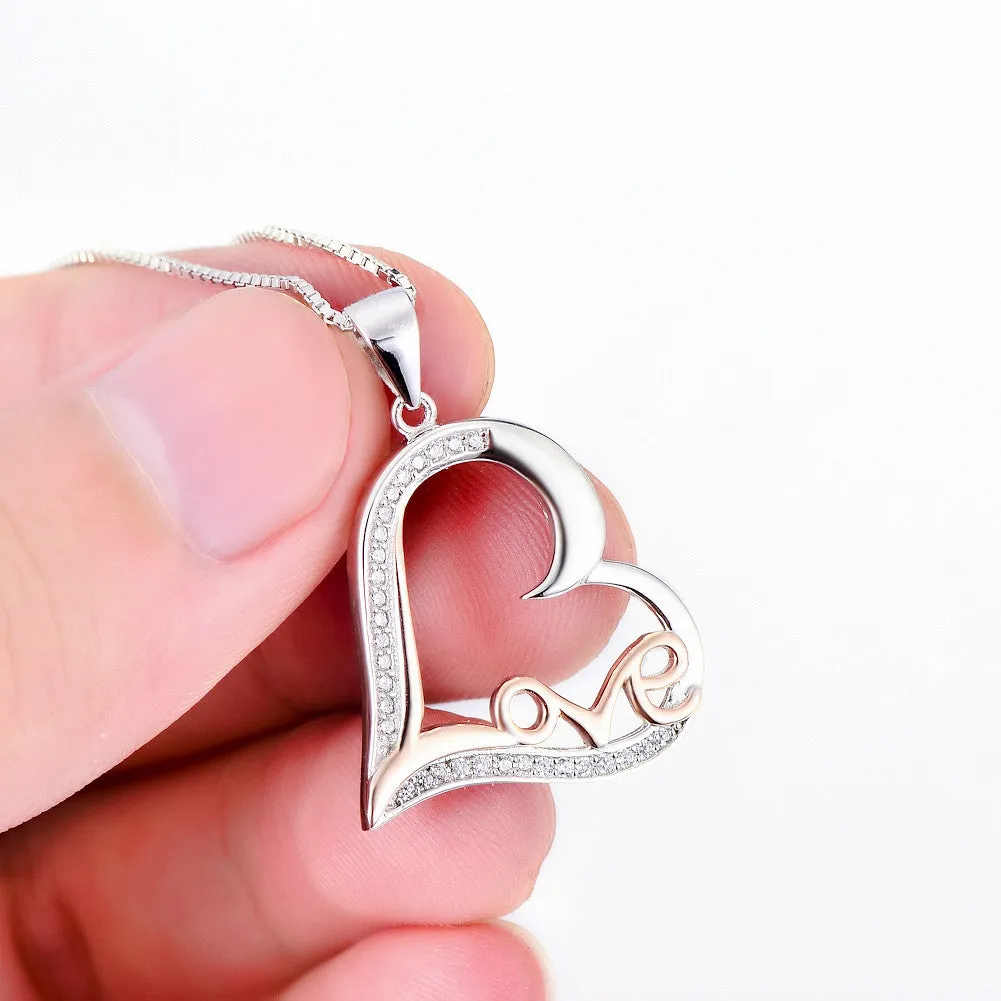 Open Heart and Graffiti Love Pendant Necklace