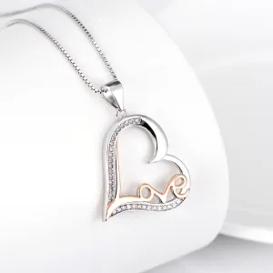 Open Heart and Graffiti Love Pendant Necklace