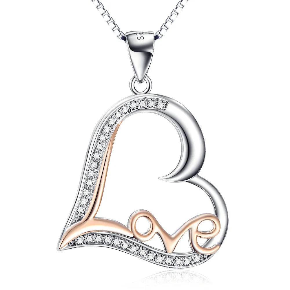 Open Heart and Graffiti Love Pendant Necklace