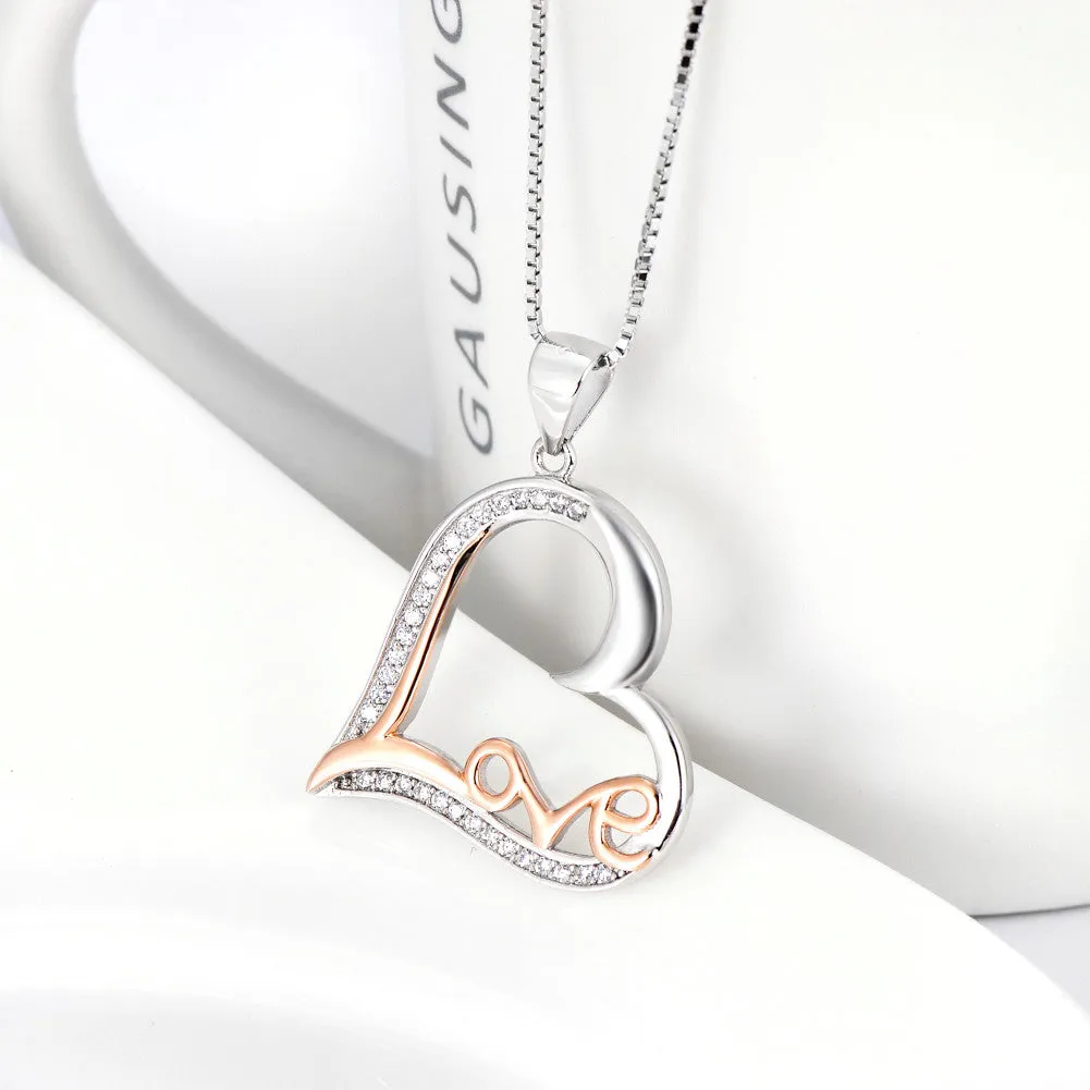 Open Heart and Graffiti Love Pendant Necklace