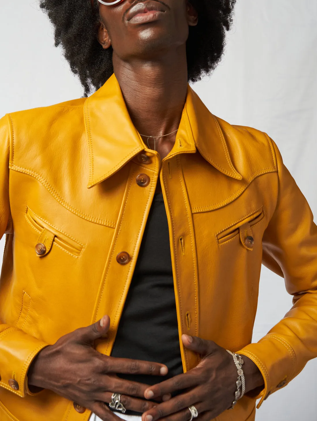 PABLO LEATHER JACKET IN MUSTARD - Man