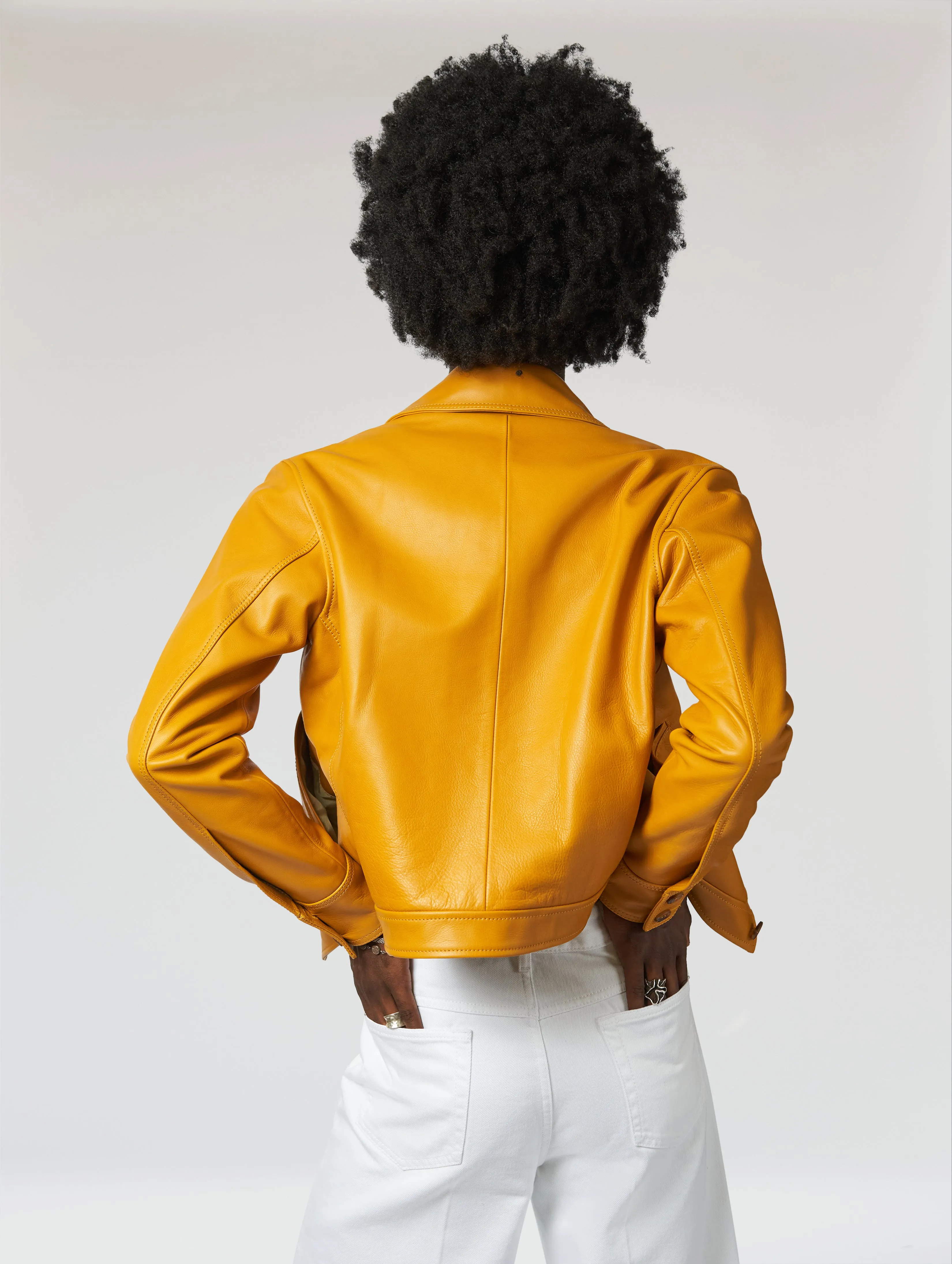 PABLO LEATHER JACKET IN MUSTARD - Man