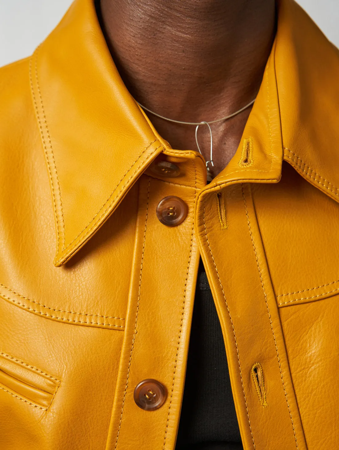 PABLO LEATHER JACKET IN MUSTARD - Man