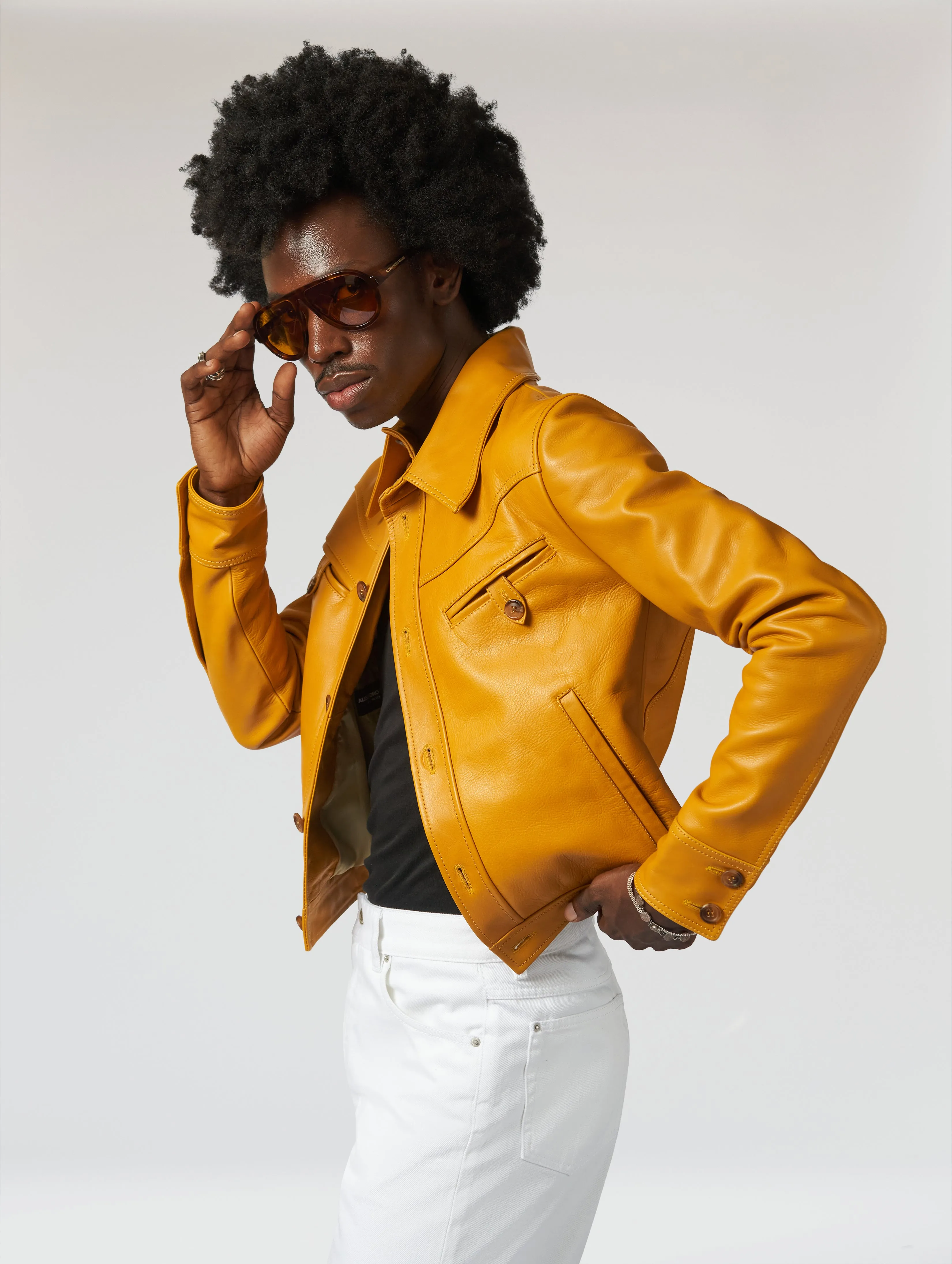 PABLO LEATHER JACKET IN MUSTARD - Man