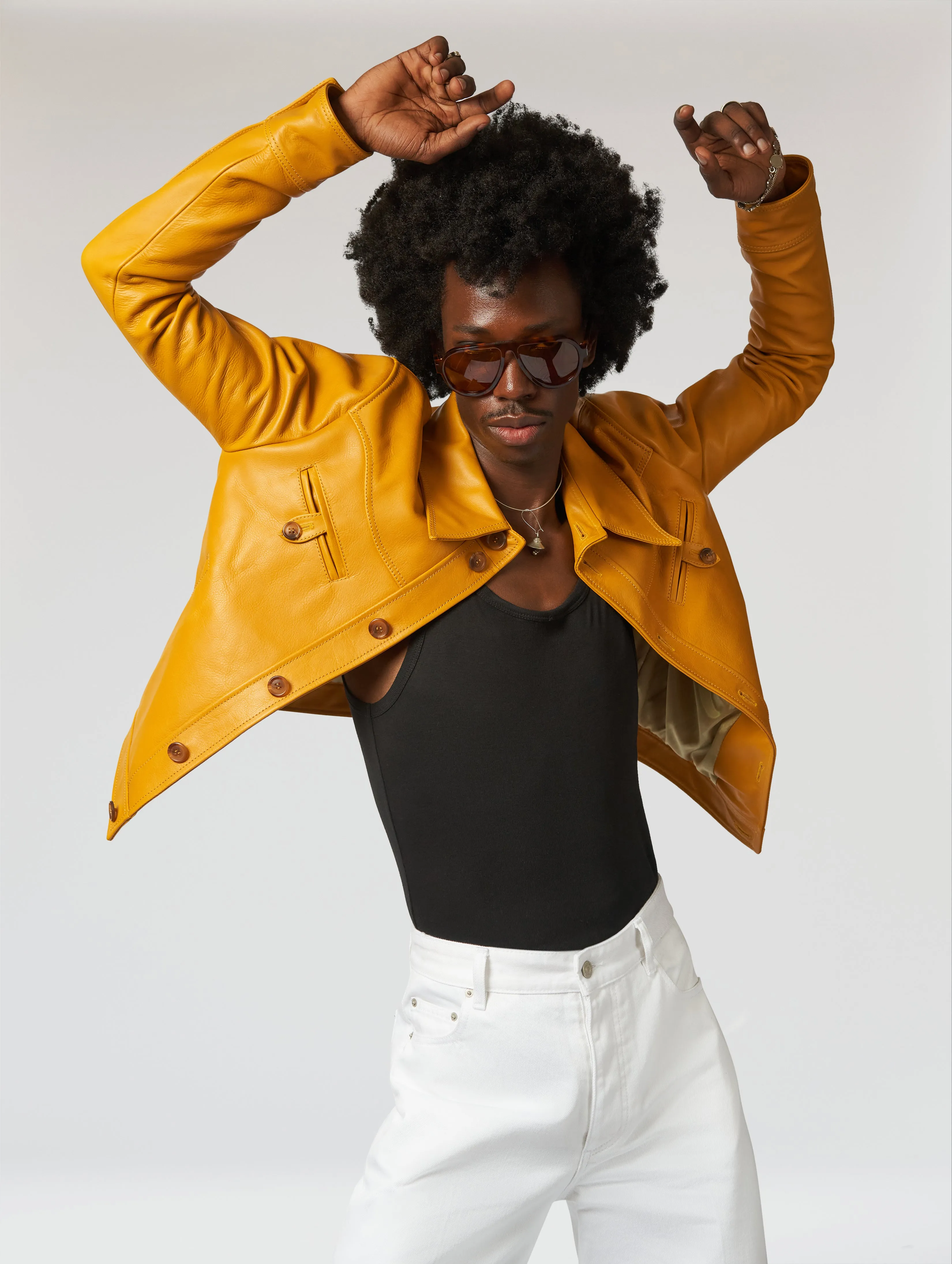 PABLO LEATHER JACKET IN MUSTARD - Man