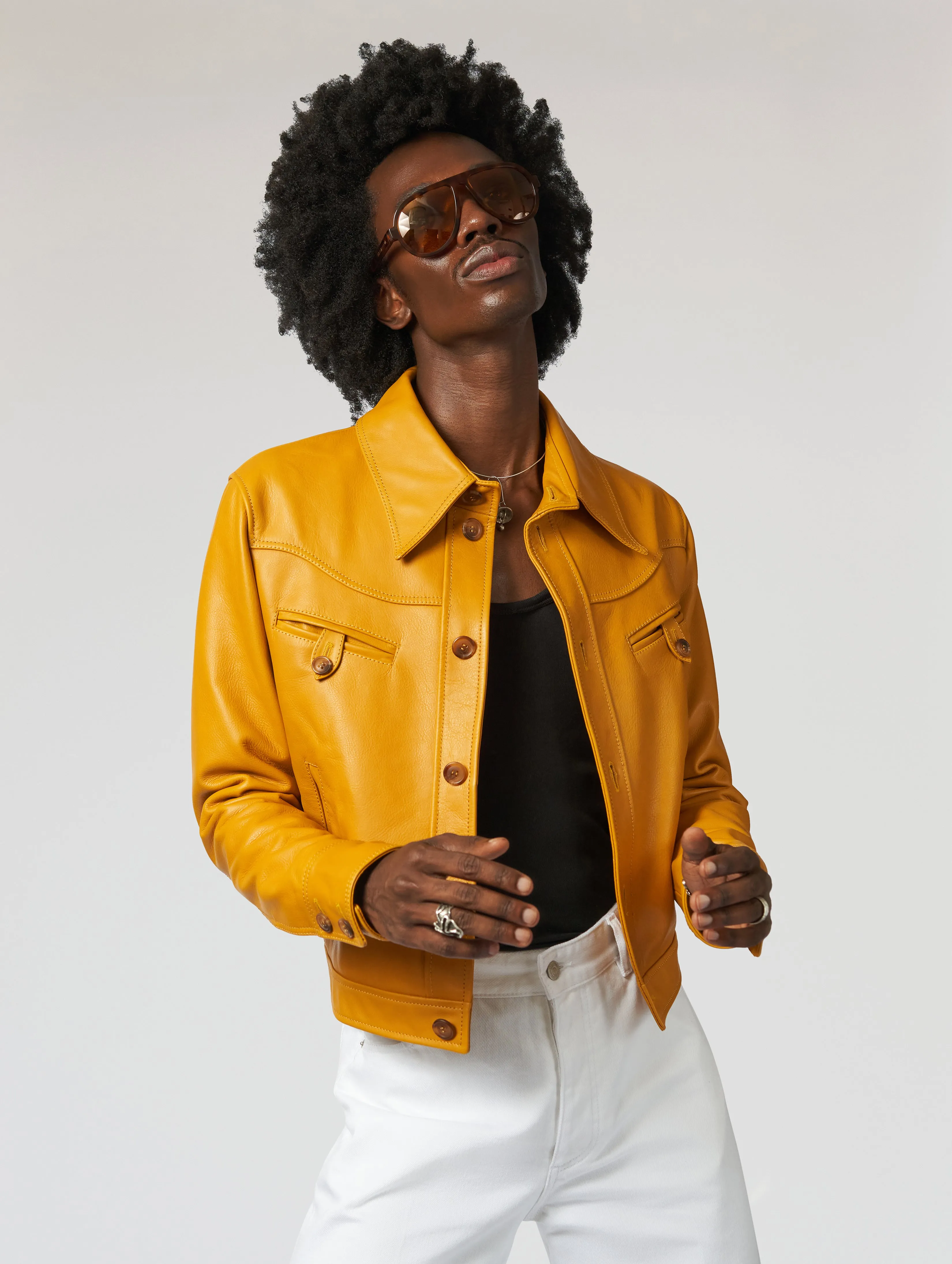 PABLO LEATHER JACKET IN MUSTARD - Man