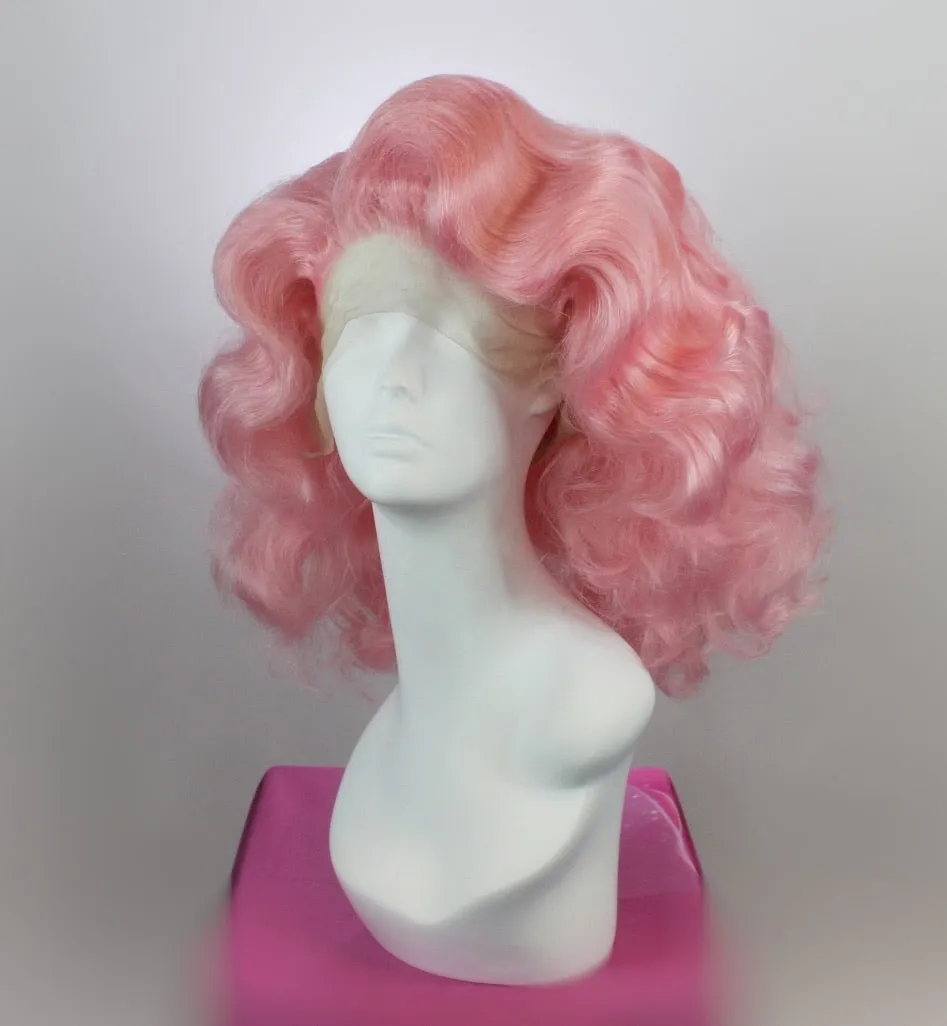 Pastel Pink Short Old Hollywood Synthetic Wig (Made to Order)