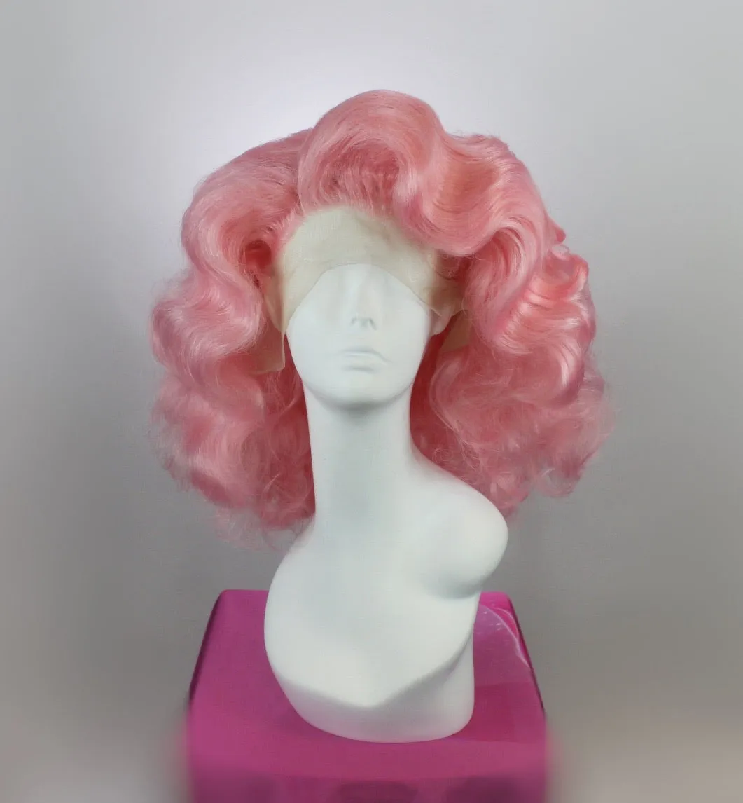 Pastel Pink Short Old Hollywood Synthetic Wig (Made to Order)