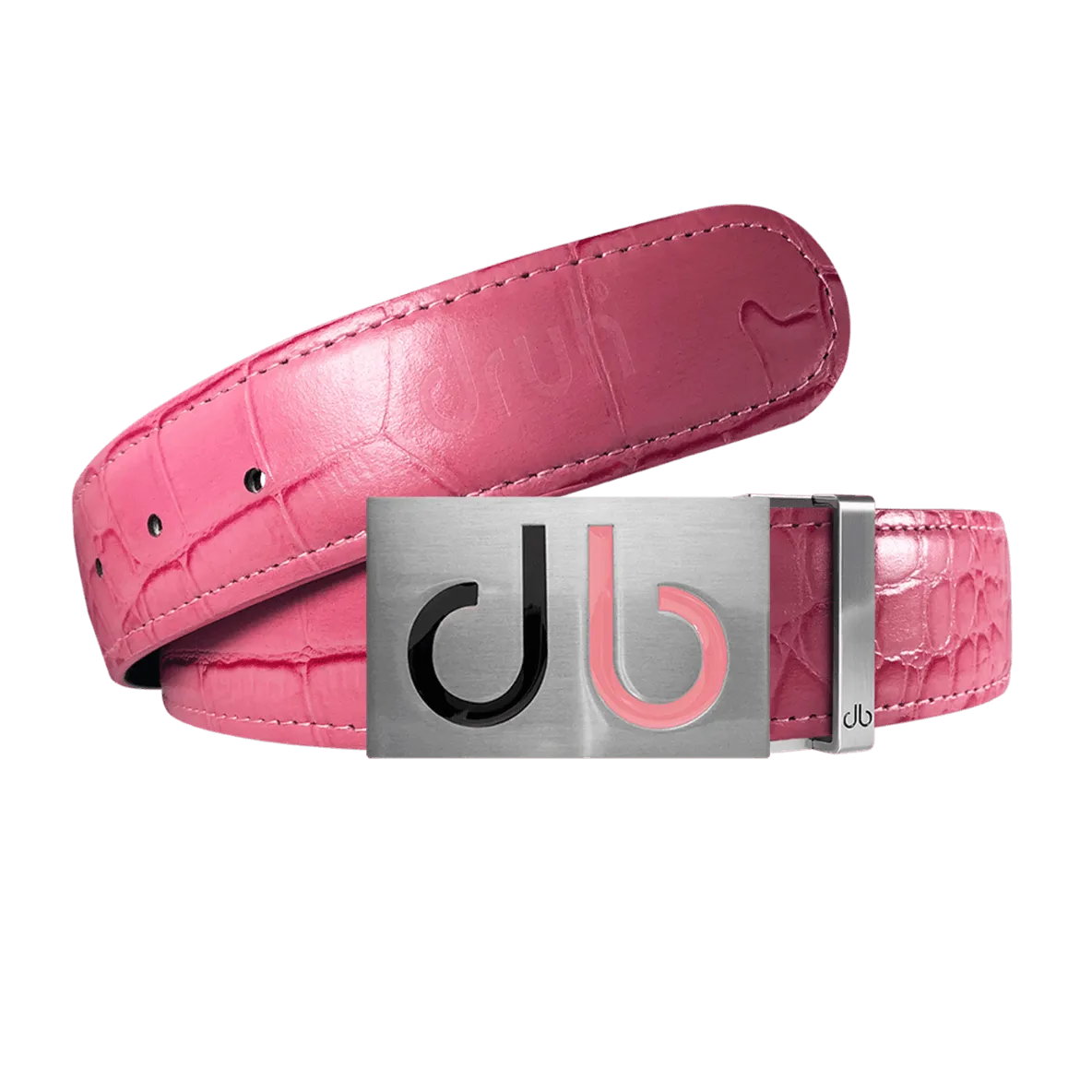 Pink Crocodile leather strap with Two-tone black and pink buckle