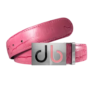Pink Crocodile leather strap with Two-tone black and pink buckle