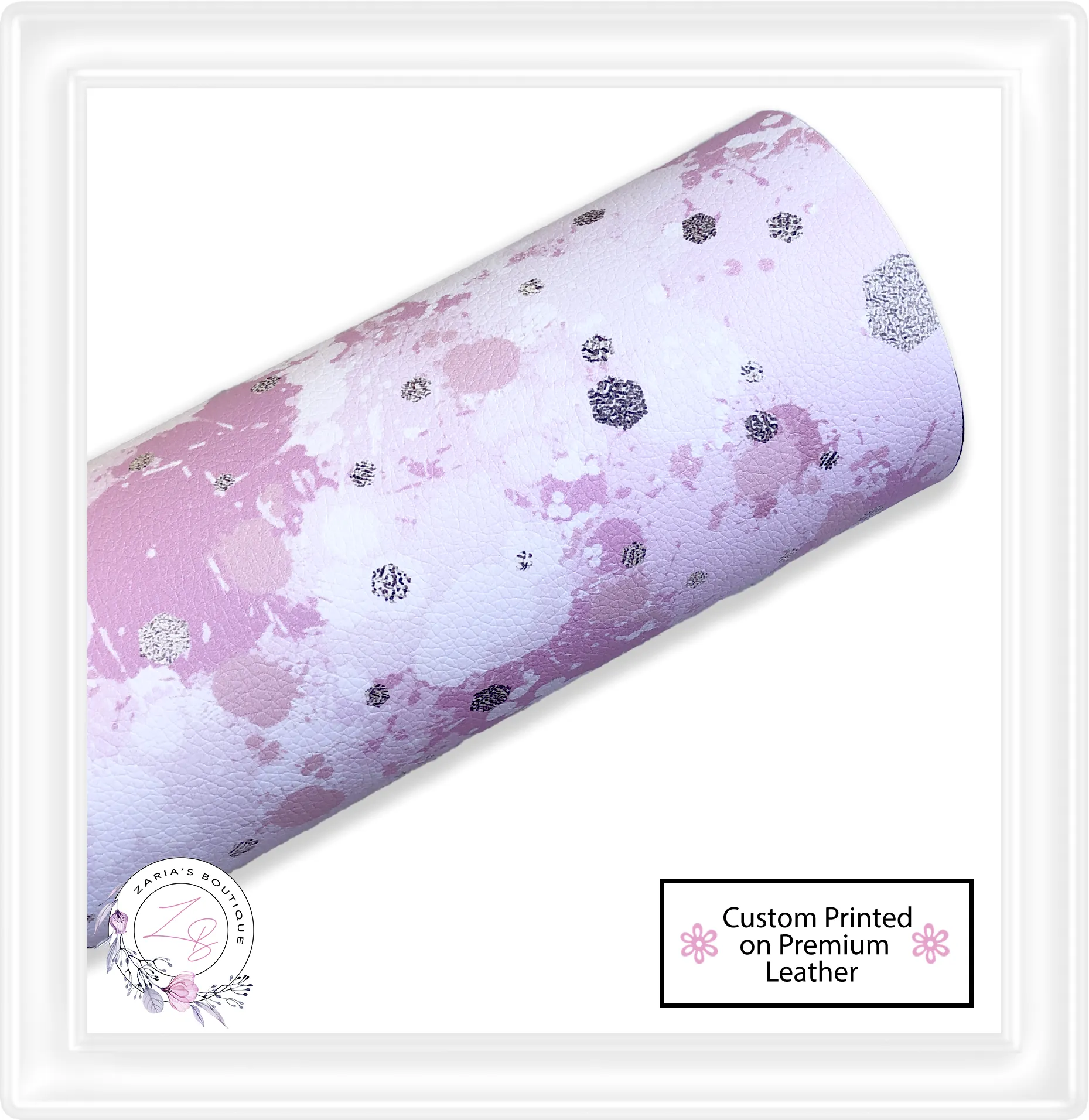 ⋅ Pink Splatter ⋅ Abstract ⋅ Custom Printed Vegan Faux Leather ⋅