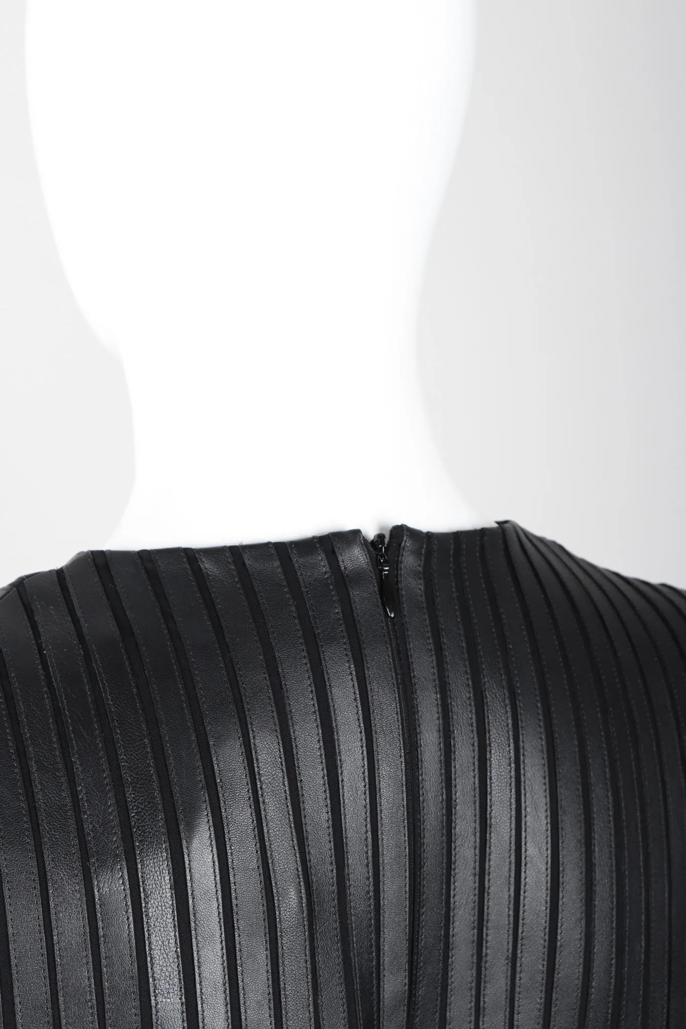 Pleated Leather Strip Gown