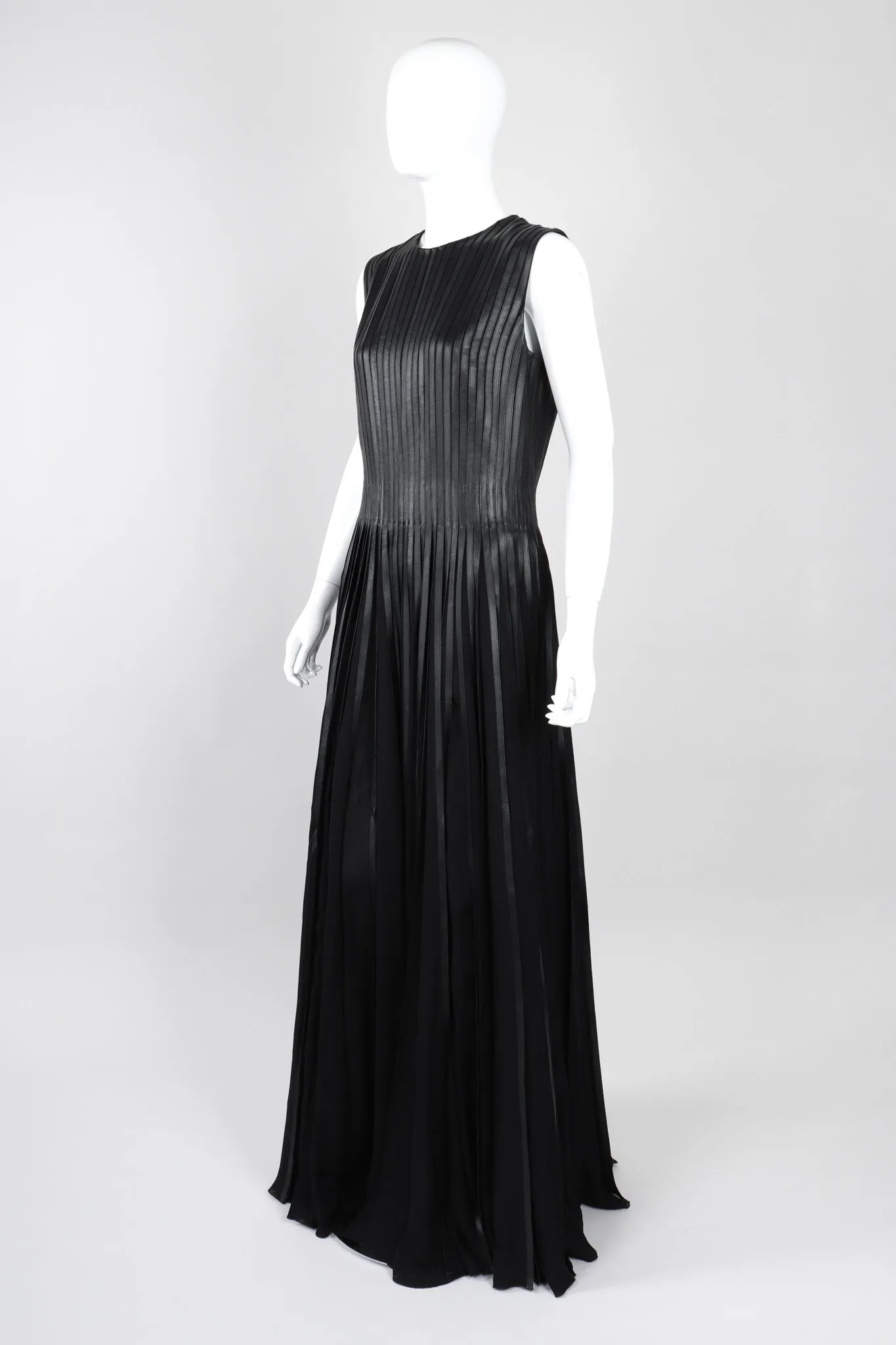 Pleated Leather Strip Gown
