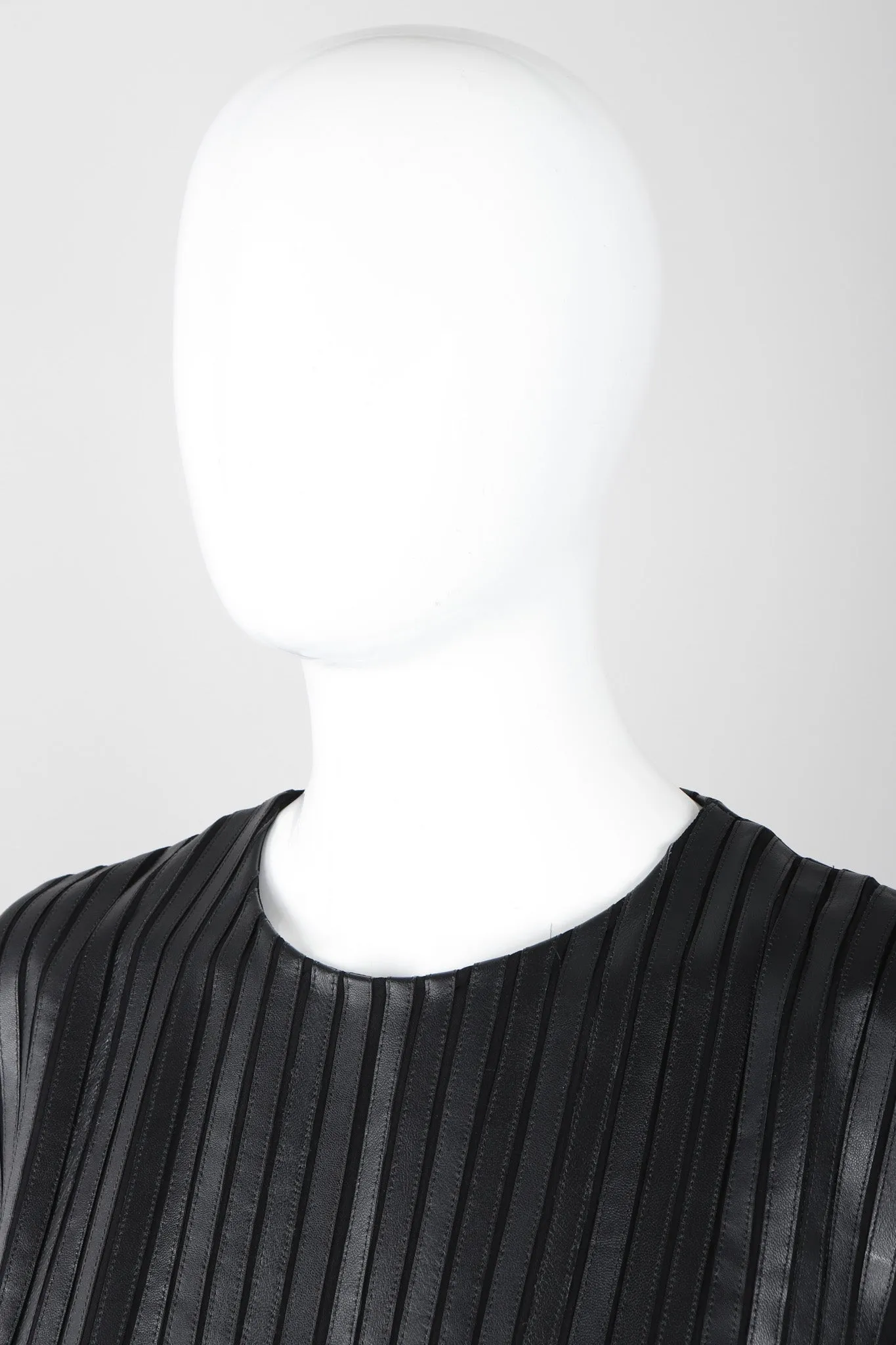 Pleated Leather Strip Gown