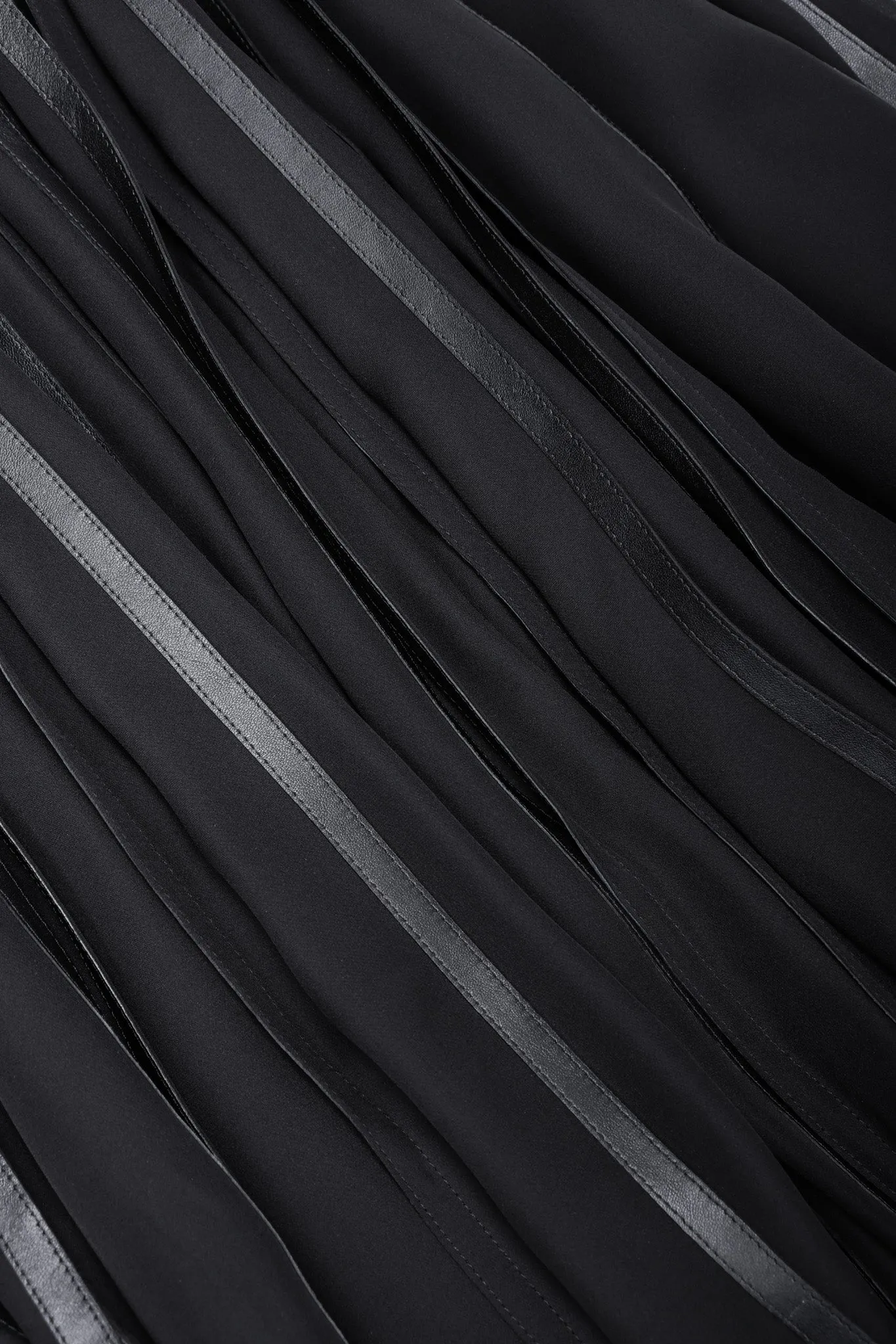 Pleated Leather Strip Gown