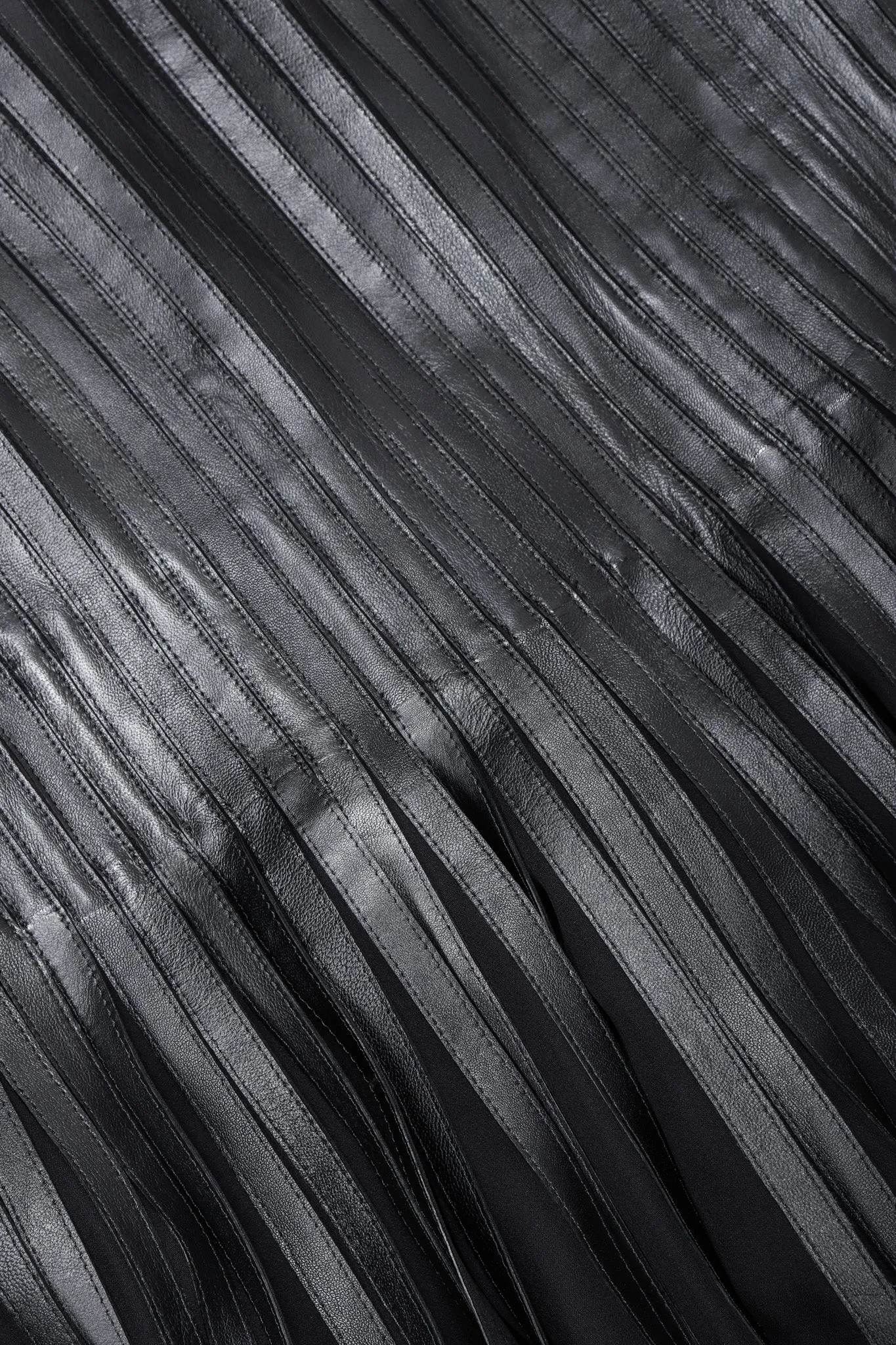 Pleated Leather Strip Gown