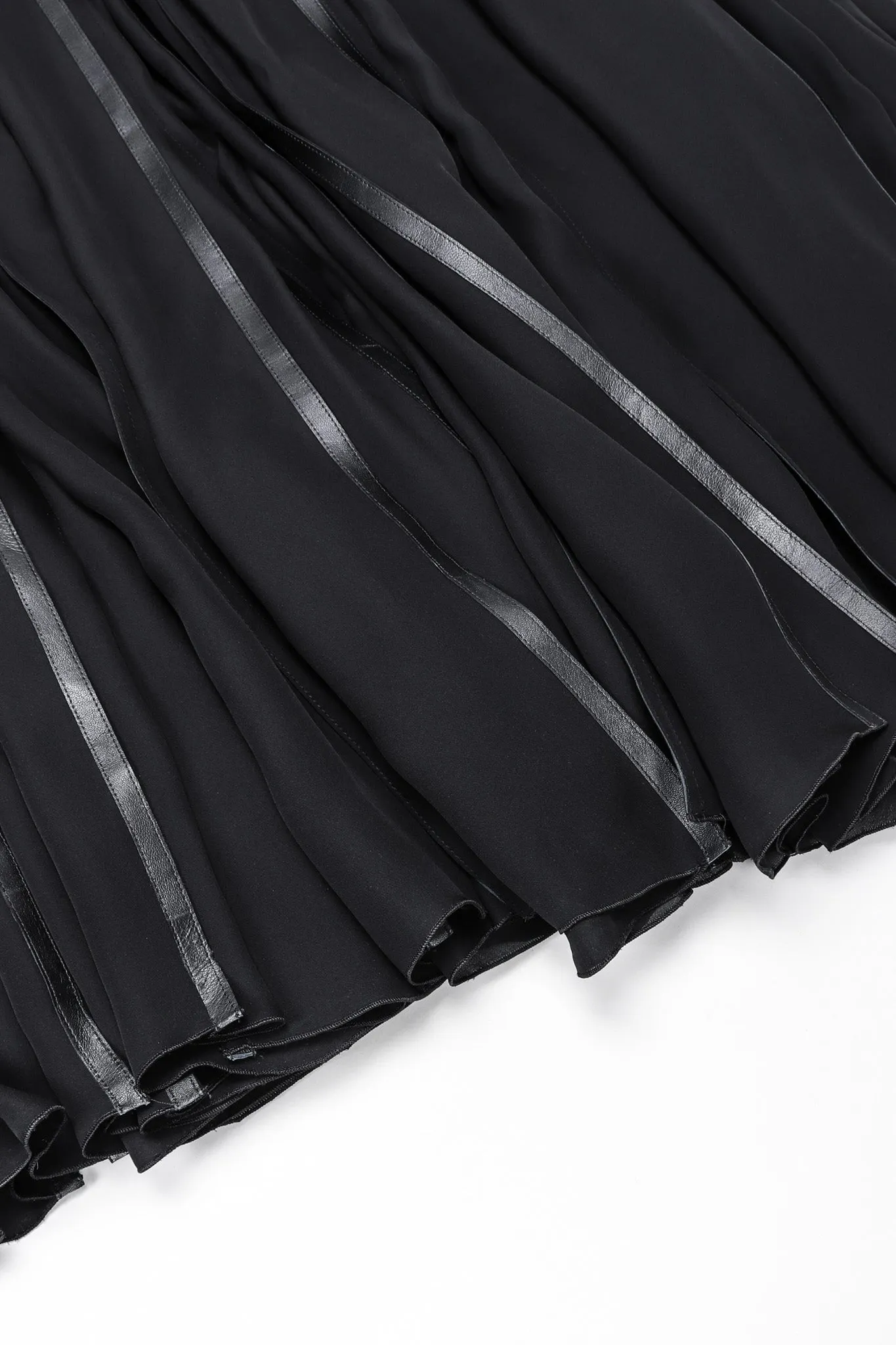 Pleated Leather Strip Gown