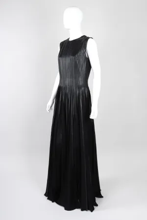 Pleated Leather Strip Gown