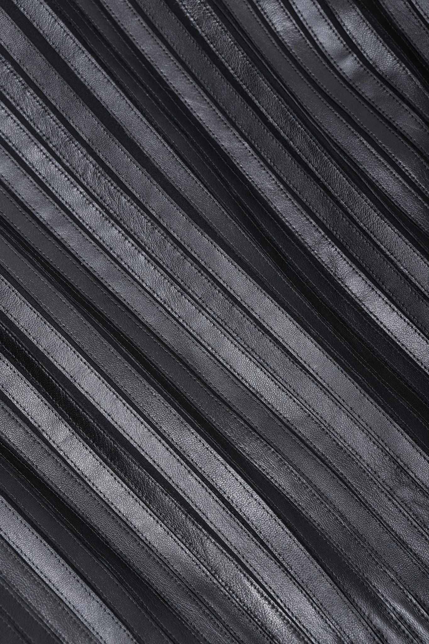 Pleated Leather Strip Gown