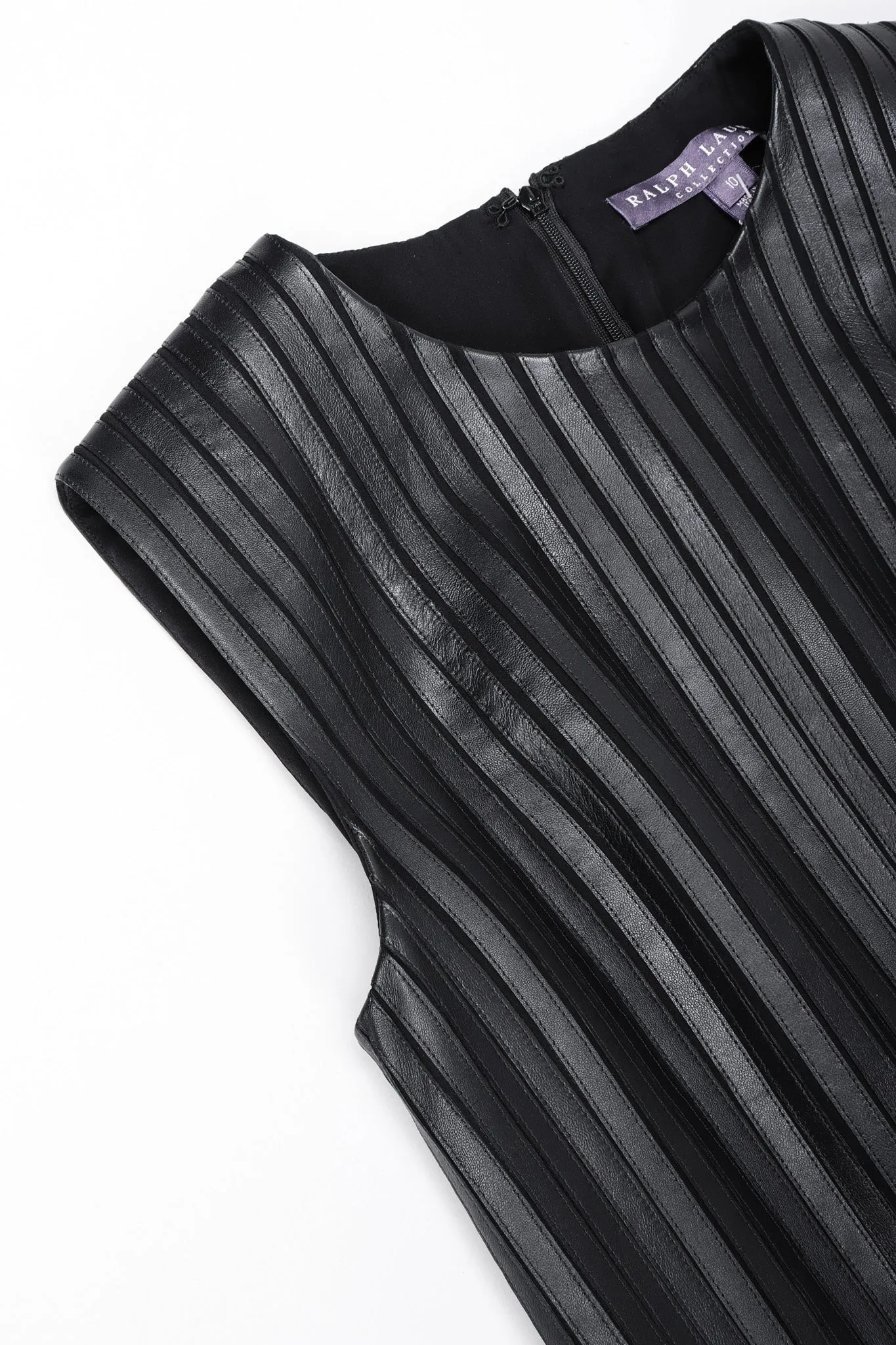 Pleated Leather Strip Gown