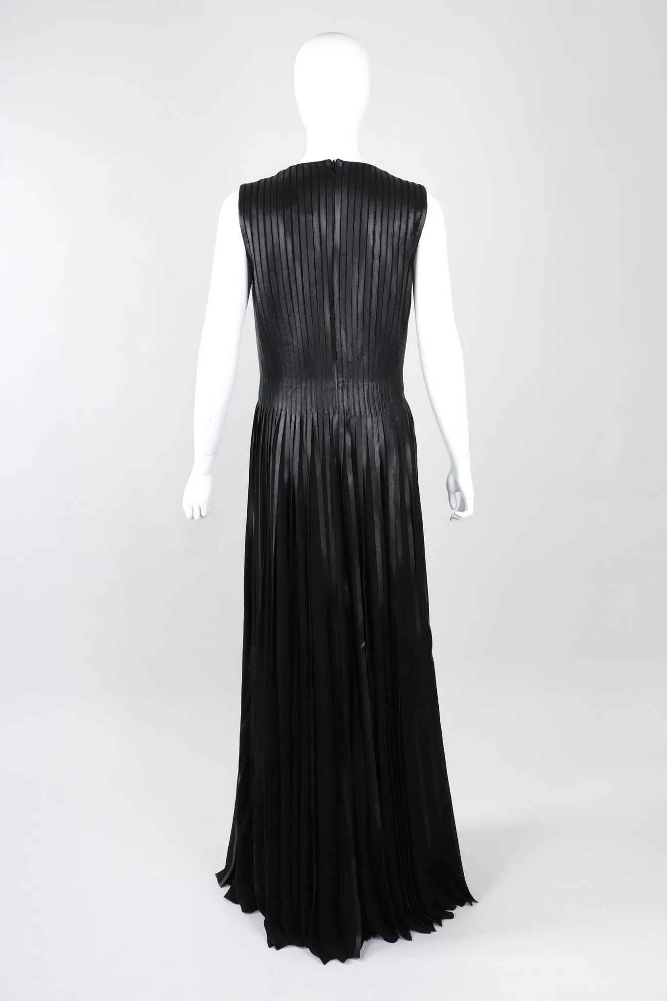 Pleated Leather Strip Gown