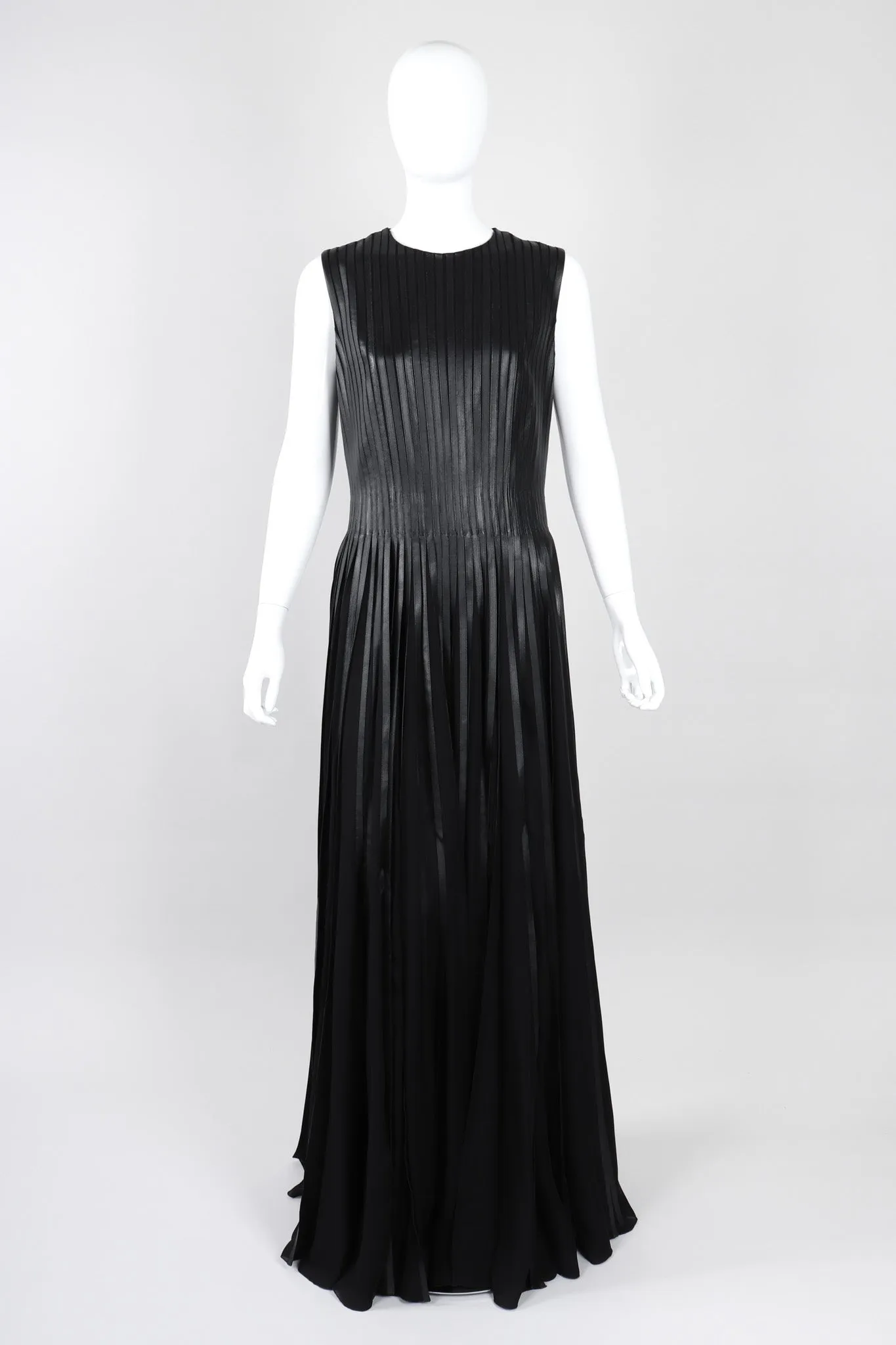Pleated Leather Strip Gown