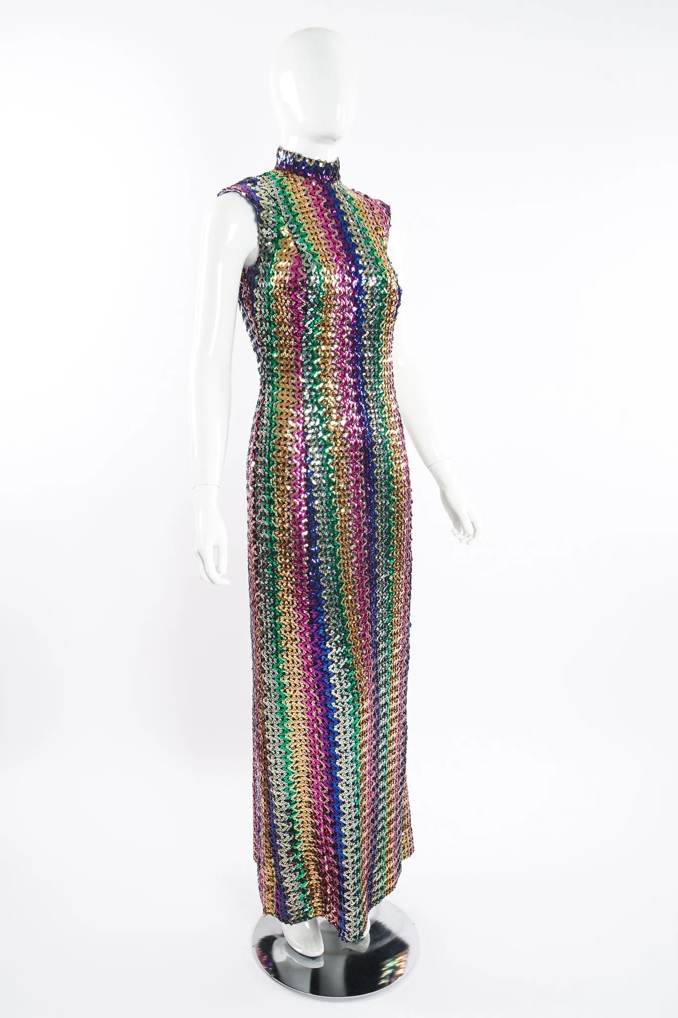 Rainbow Sequin Sheath Gown