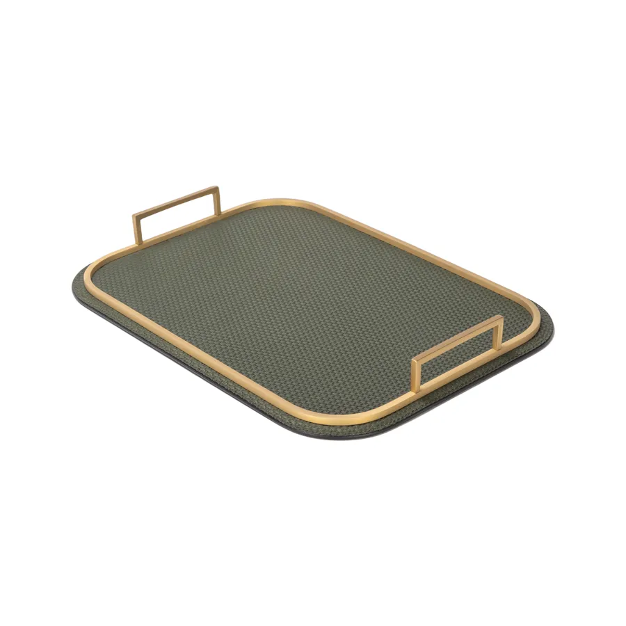 Rectangle Bellini Leather Tray by Giobagnara