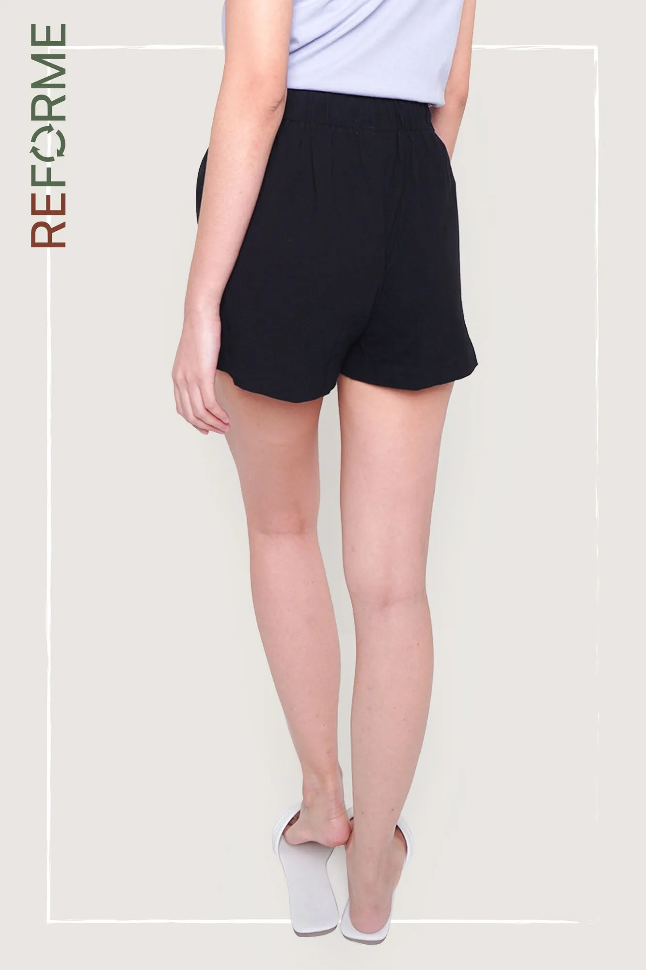 REFORME Drawstring Paperbag Waist Shorts