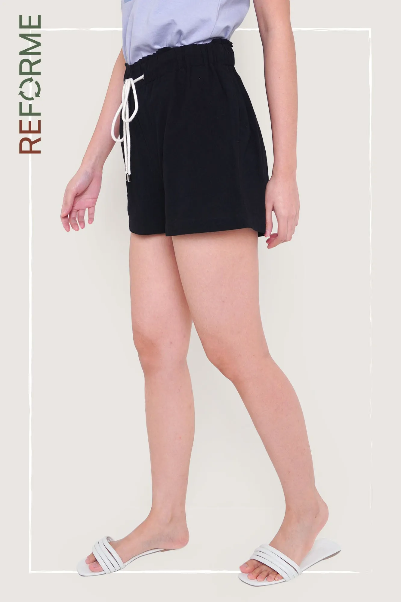 REFORME Drawstring Paperbag Waist Shorts