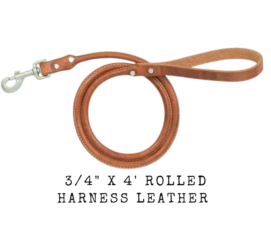 Rolled Harness Leather Dog Leash