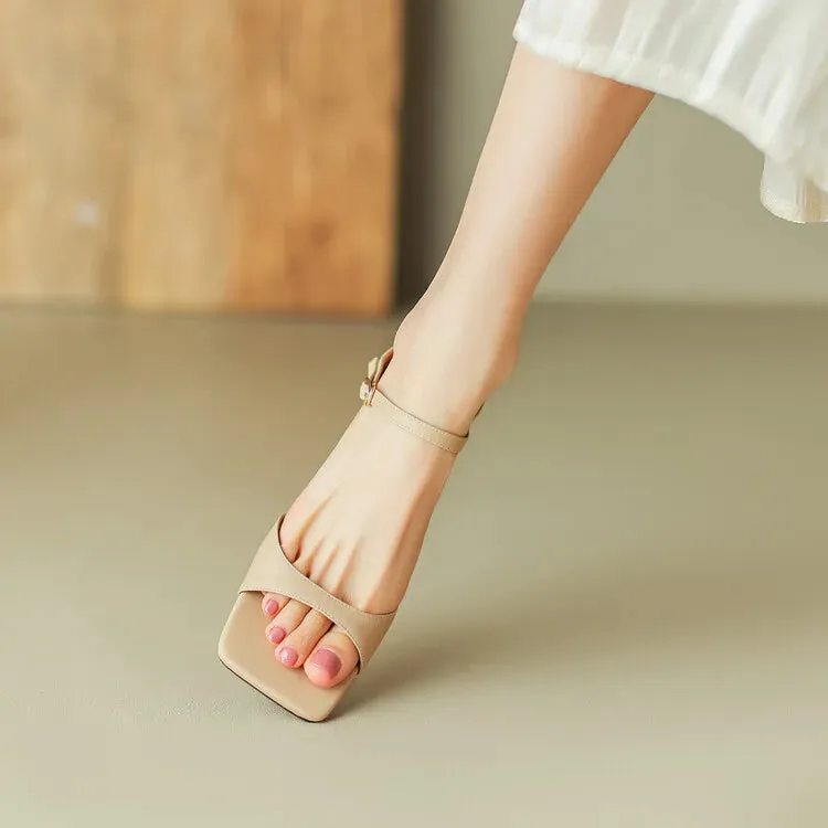 Rosa Belle Leather Heel Mules