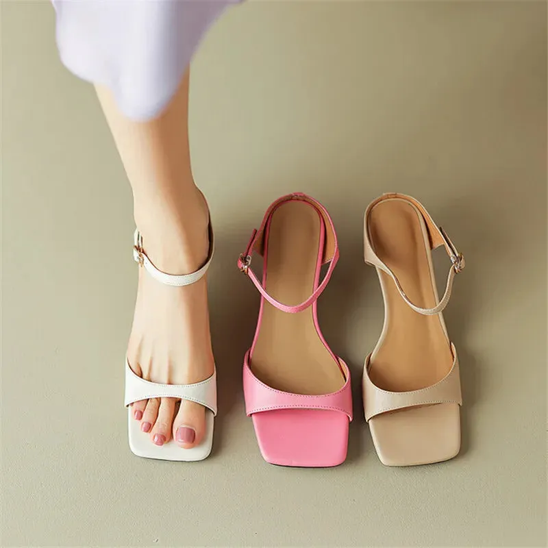 Rosa Belle Leather Heel Mules