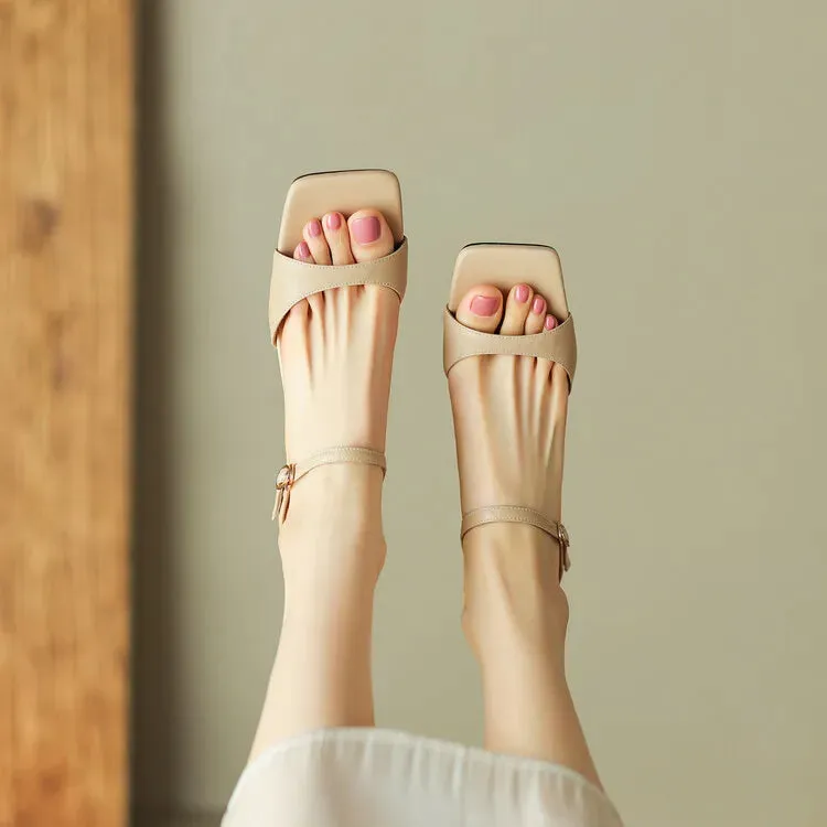 Rosa Belle Leather Heel Mules