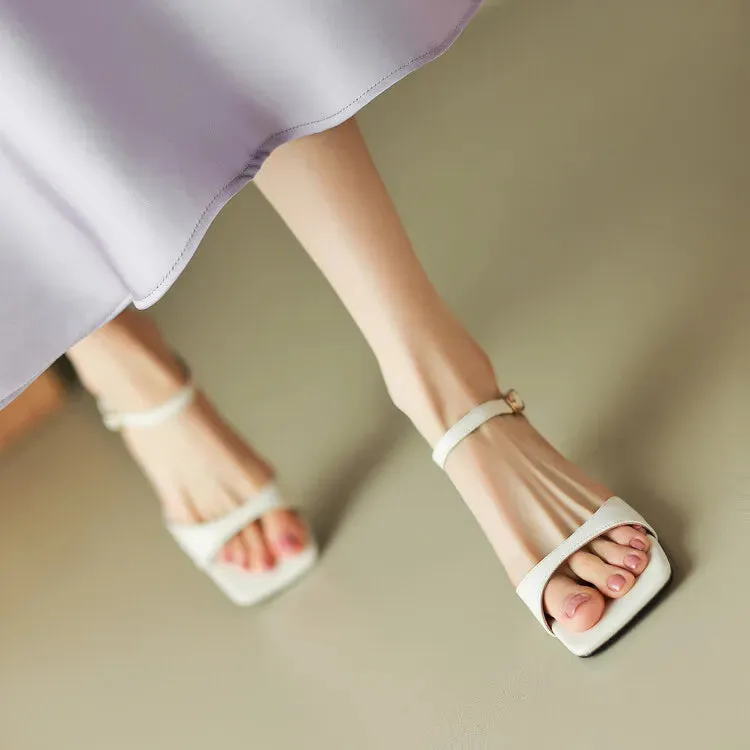 Rosa Belle Leather Heel Mules