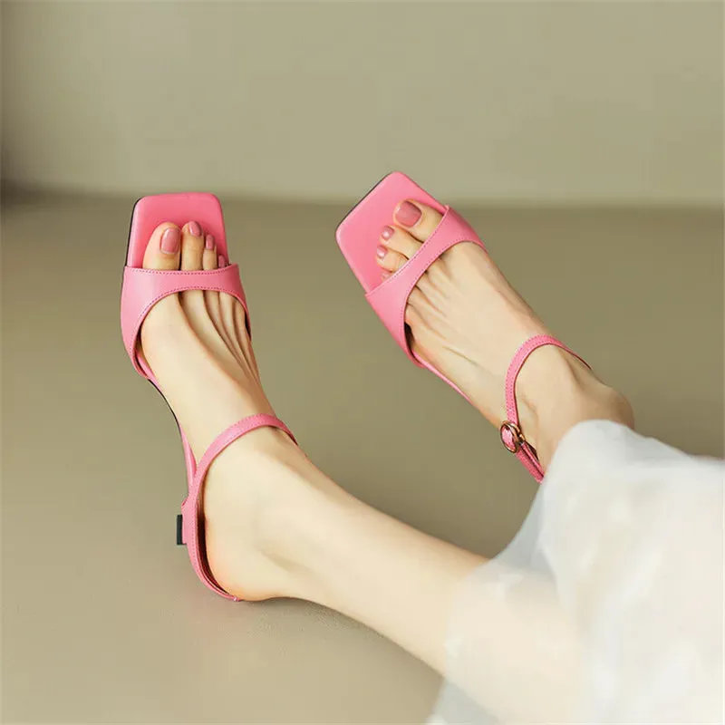 Rosa Belle Leather Heel Mules