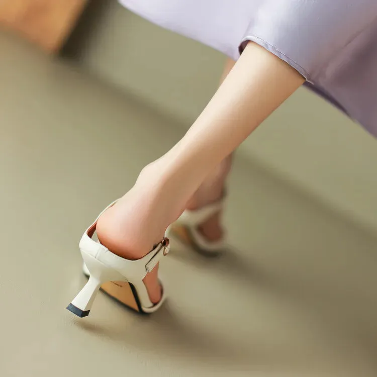 Rosa Belle Leather Heel Mules
