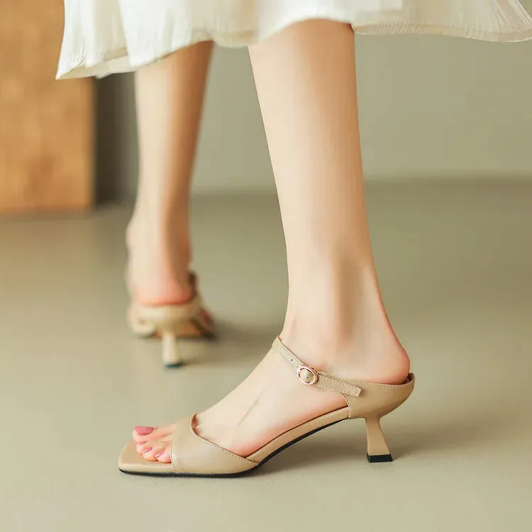 Rosa Belle Leather Heel Mules