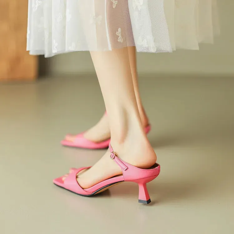 Rosa Belle Leather Heel Mules