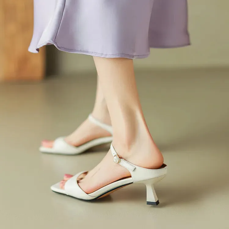 Rosa Belle Leather Heel Mules