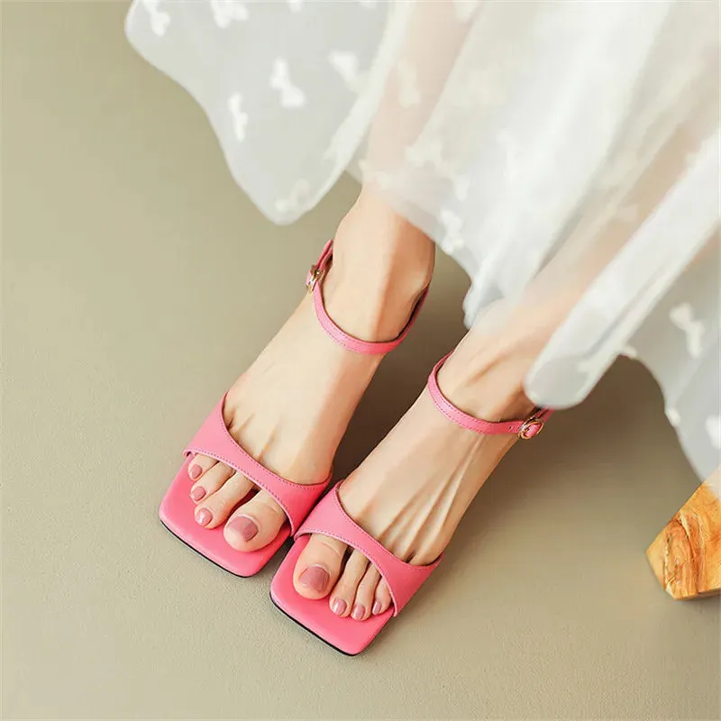 Rosa Belle Leather Heel Mules