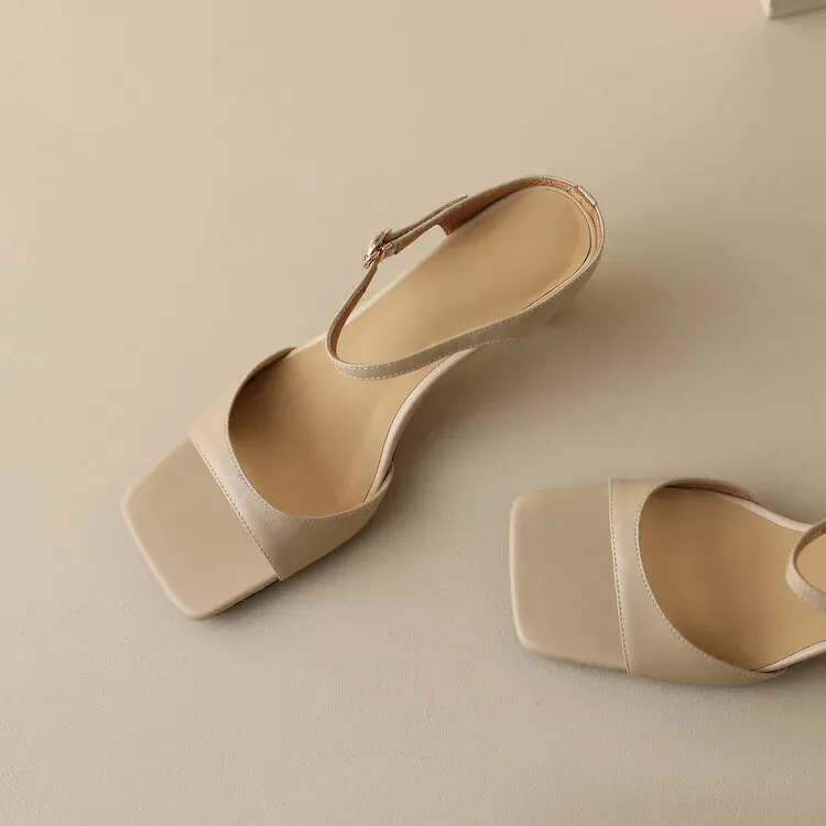 Rosa Belle Leather Heel Mules