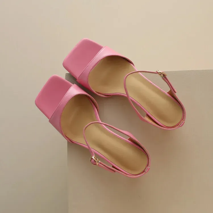 Rosa Belle Leather Heel Mules