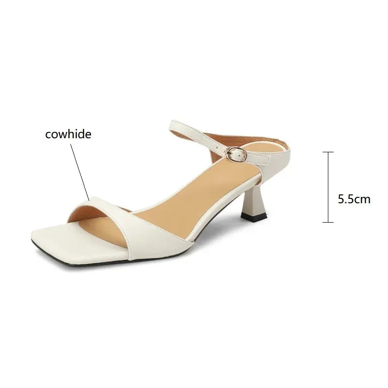 Rosa Belle Leather Heel Mules