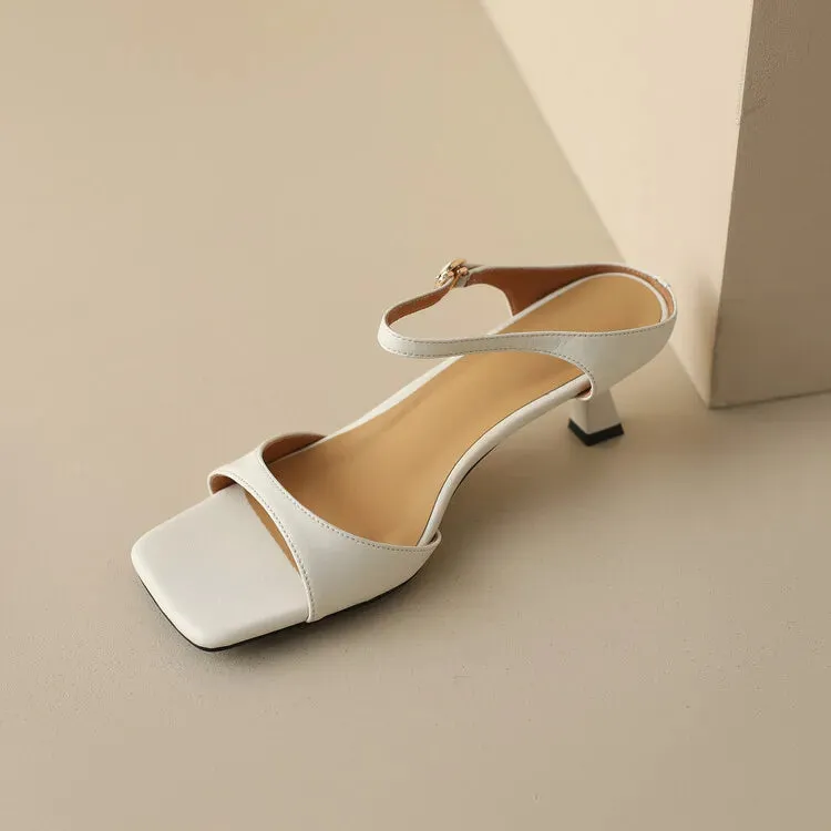 Rosa Belle Leather Heel Mules