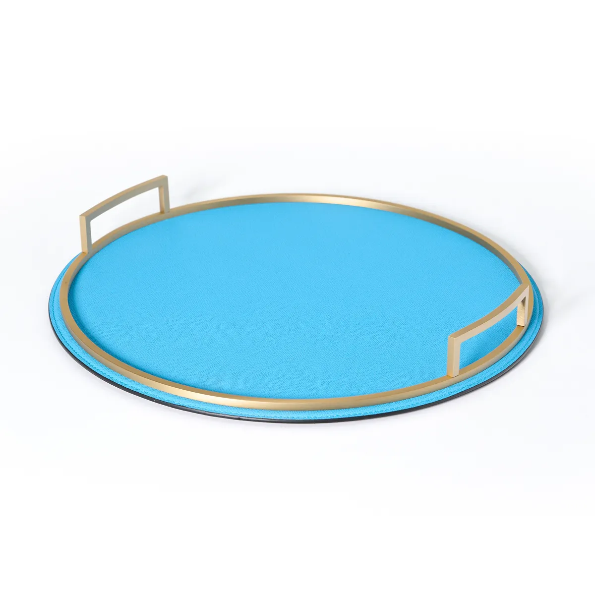 Round Handled Leather Tray