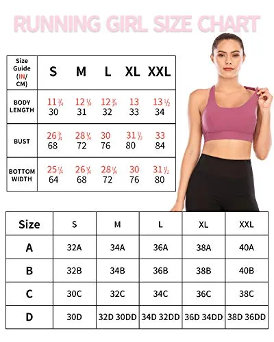 RUNNING GIRL Padded Strappy Sports Bras for Women, Medium Support Yoga Bra Workout Gym Activewear(WX2569 Rose Red,L)