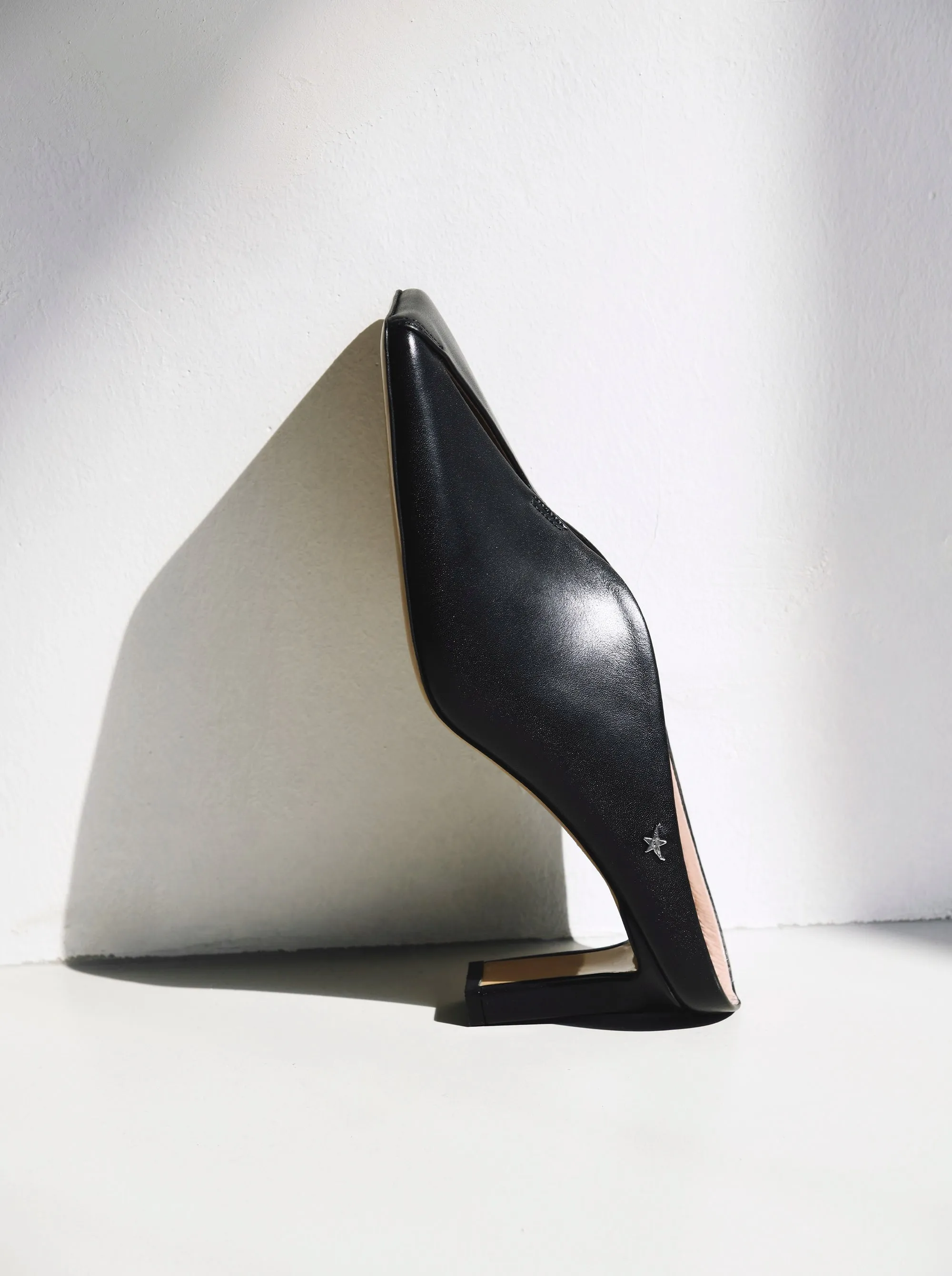 SABRINA BLACK LEATHER MULES SLIPPERS