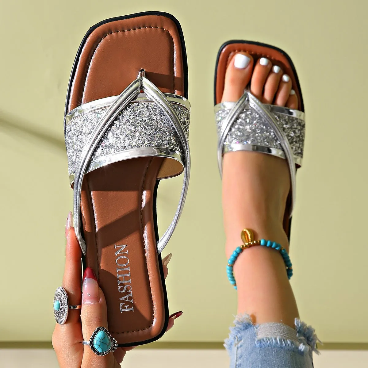 Sandals Fashion Plus Size Woven Clip Toe Fashion Shoes